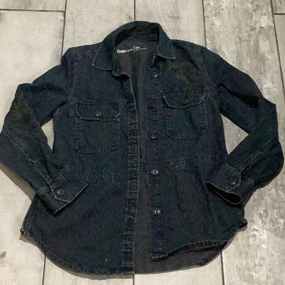 Gap indigo light weight Jean jacket  with string at the waist size Xsmall #15